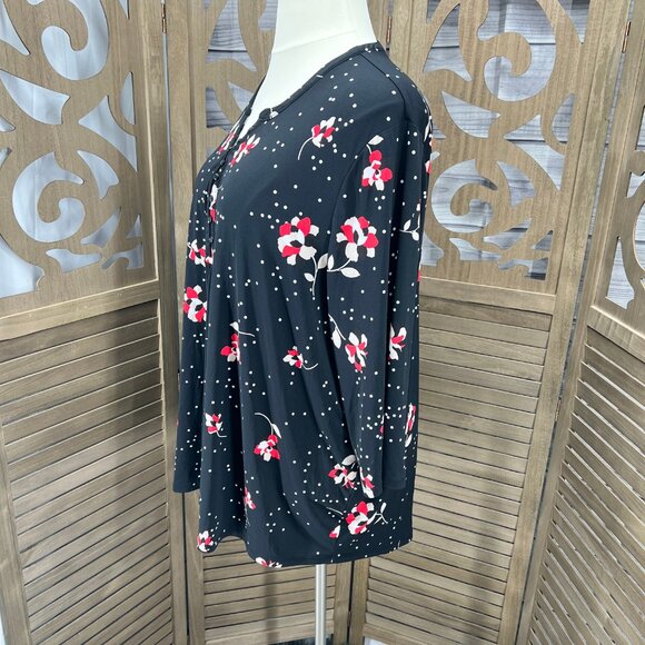 Woman Within Black Floral Blouse – Size 4X - Picture 1 of 6